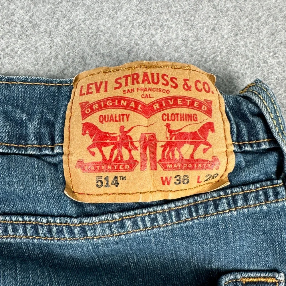 Levis Mens Jeans 36x29 Blue 514‎ Straight Fit WaterLess Denim 00514-0403